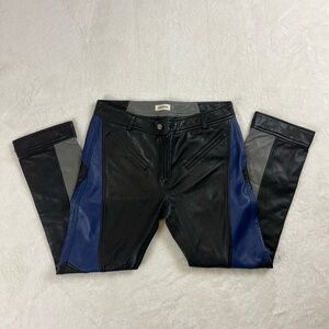 Zadig & Voltaire Black and Blue Lamb Leather Cropped Trousers